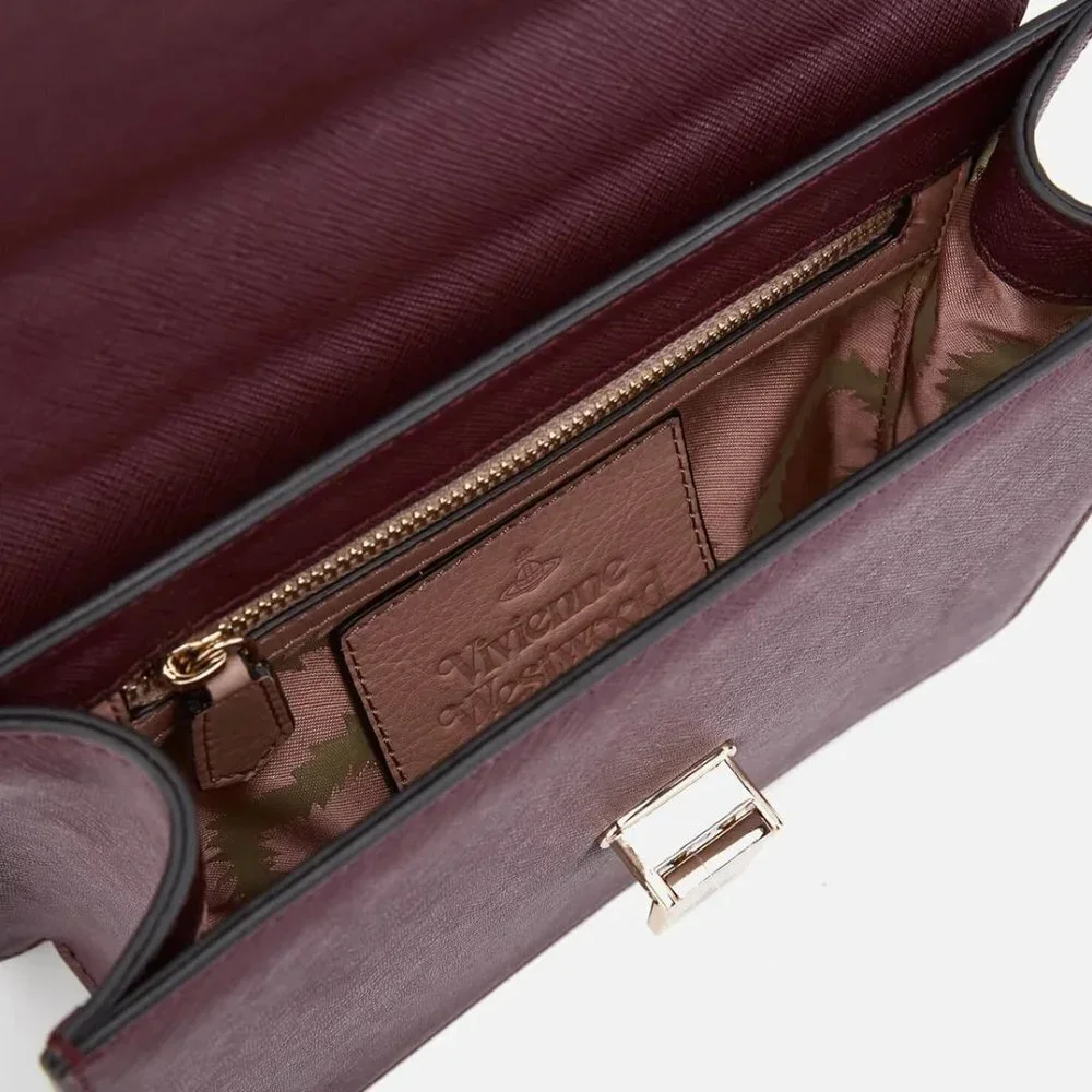 Vivienne Westwood Opio Saffiano Small Shoulder Bag in Bordeaux